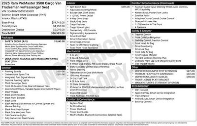 New 2025 Ram ProMaster 3500 High Roof Empty Cargo Van for sale #J1082A - photo 2