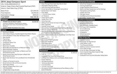 Used 2016 Jeep Compass Sport for sale #F6A164576A - photo 2