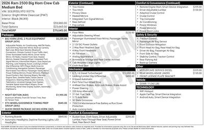 2026 Ram 2500 Crew Cab 4x4 Pickup for sale #F6T193776 - photo 2