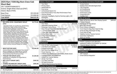 New 2025 Ram 1500 Big Horn Crew Cab 4x4 Pickup for sale #Y5T639212X - photo 2