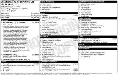 New 2026 Ram 2500 Big Horn Crew Cab 4x4 Pickup for sale #Y6T183482 - photo 2