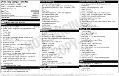 2021 Jeep Compass 4WD SUV for sale #1C253355AP - photo 2