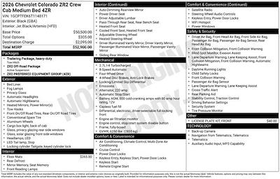 2026 Chevrolet Colorado Crew Cab 4WD Pickup for sale #D00393 - photo 1