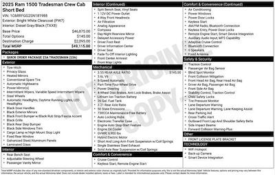 New 2025 Ram 1500 Tradesman Crew Cab 4x4 Pickup for sale #181988 - photo 2