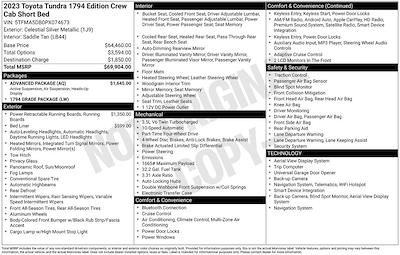 Used 2023 Toyota Tundra 1794 CrewMax Cab for sale #L260207398T1 - photo 2