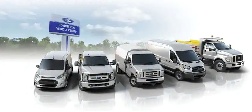 A Ford CVC Commercial vehicle lineup in Raleigh, NC.