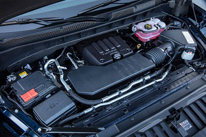 Close-up of a 6.6L Duramax Diesel + Allison Transmission in a Medium Duty truck in Wake Forest, NC. 